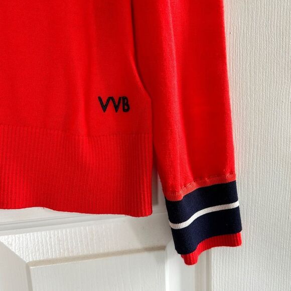 Victoria Beckham Red Blue White Crew Neck Sweater Stripe Longsleeve Top Large 10 - Picture 6 of 12